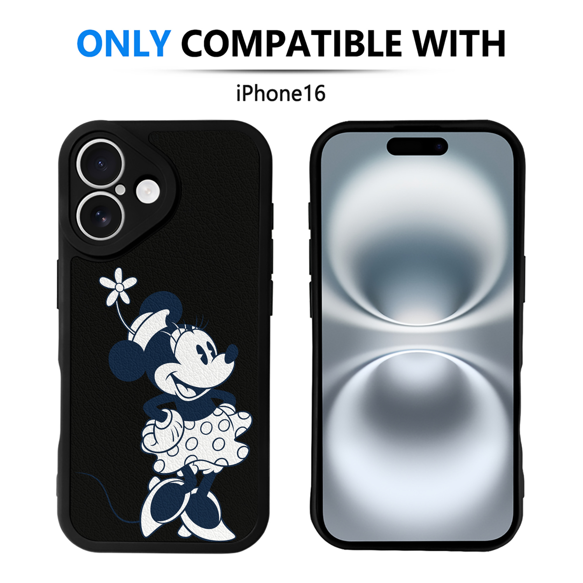 （画像用） ミッキーマウス Mickey Mouse 【iPhone 16シリーズ対応】シリコンスマホケース（レザー調） 材質：シリコン